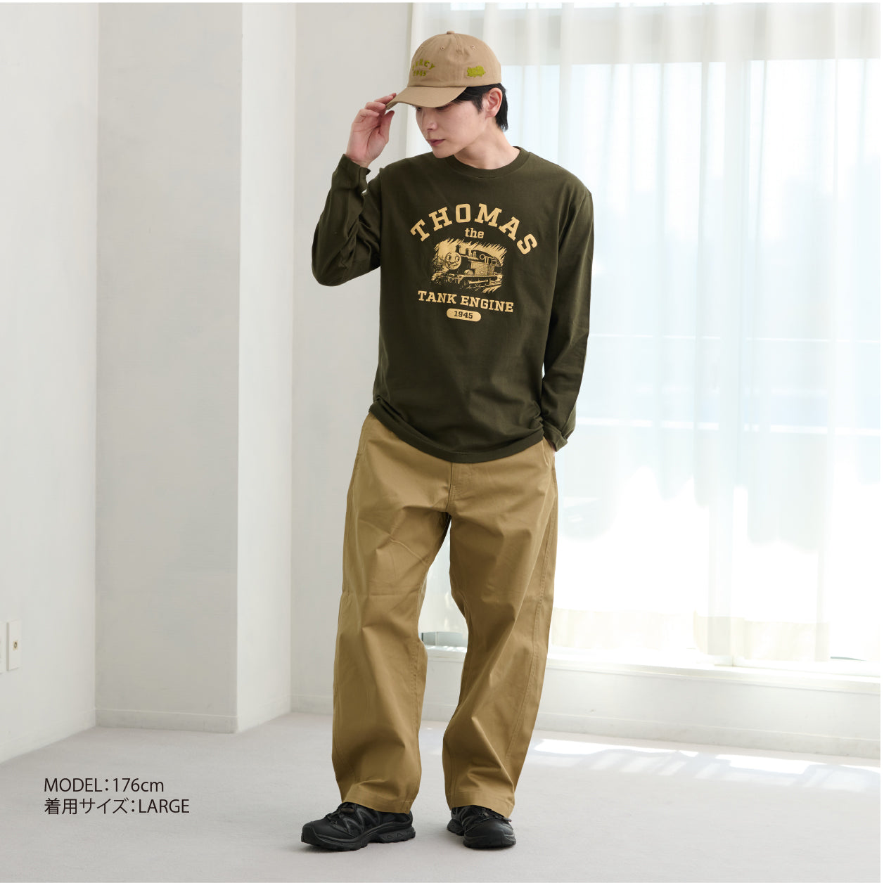 【公式WEBストアオリジナル】トーマス長袖Tシャツ(大人用/アーミーグリーン)