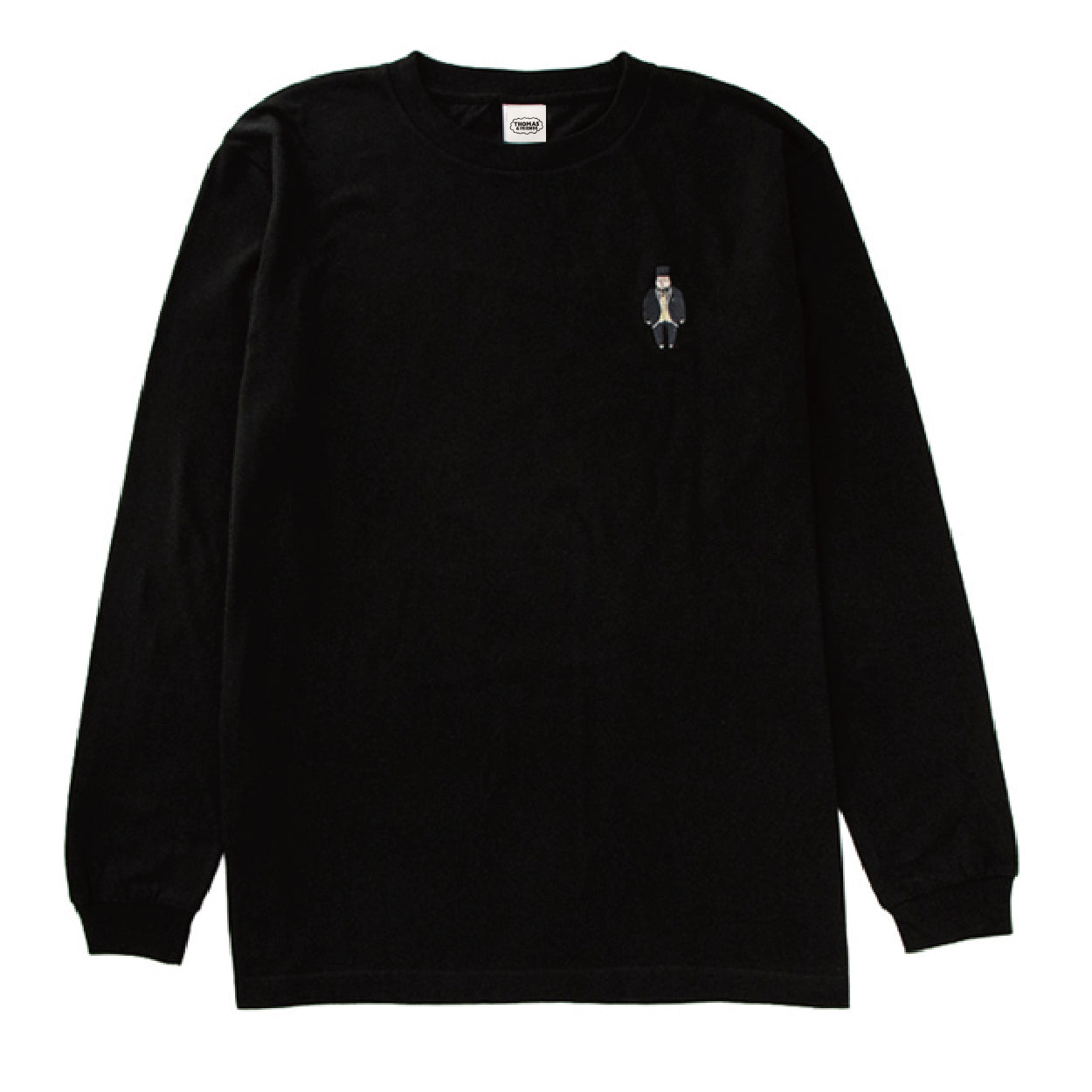 【公式WEBストアオリジナル】OVERWORKED!ロングスリーブTシャツ 黒(刺繍&バックプリント)